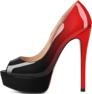 SAMMITOP Women's Peep Toe Pumps Platform High Heel Sandals Dress Shoes