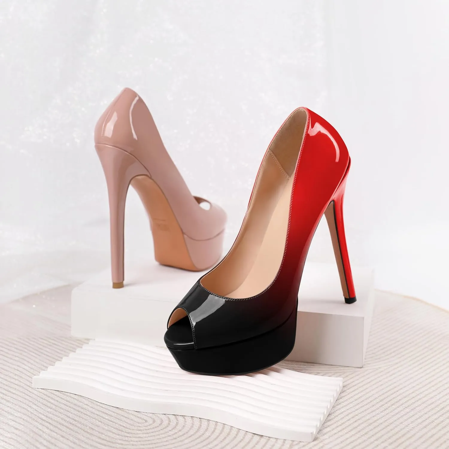 SAMMITOP Women's Peep Toe Pumps Platform High Heel Sandals Dress Shoes