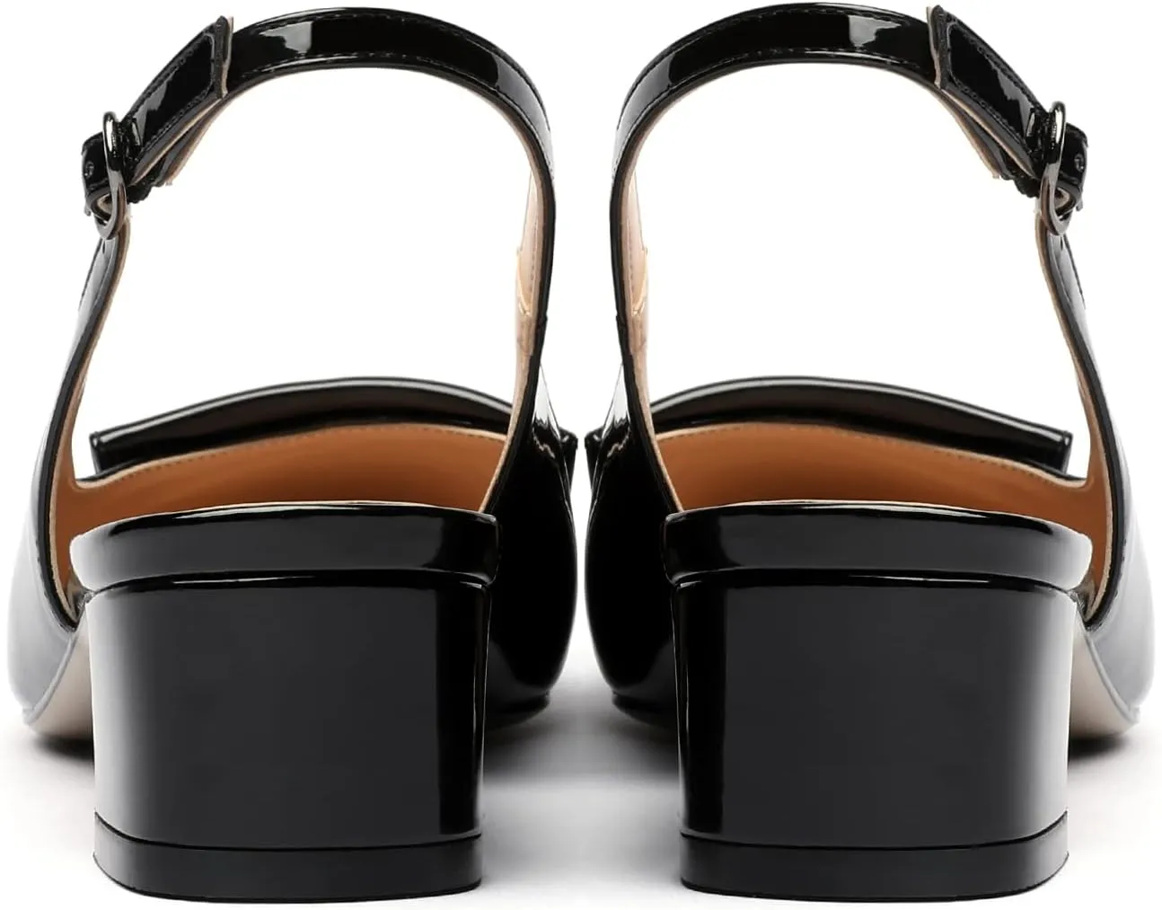 SAMMITOP Women's Slingback Pointed Toe Block Chunky Low Heel Pumps Shoes with Buckle for Office Dress