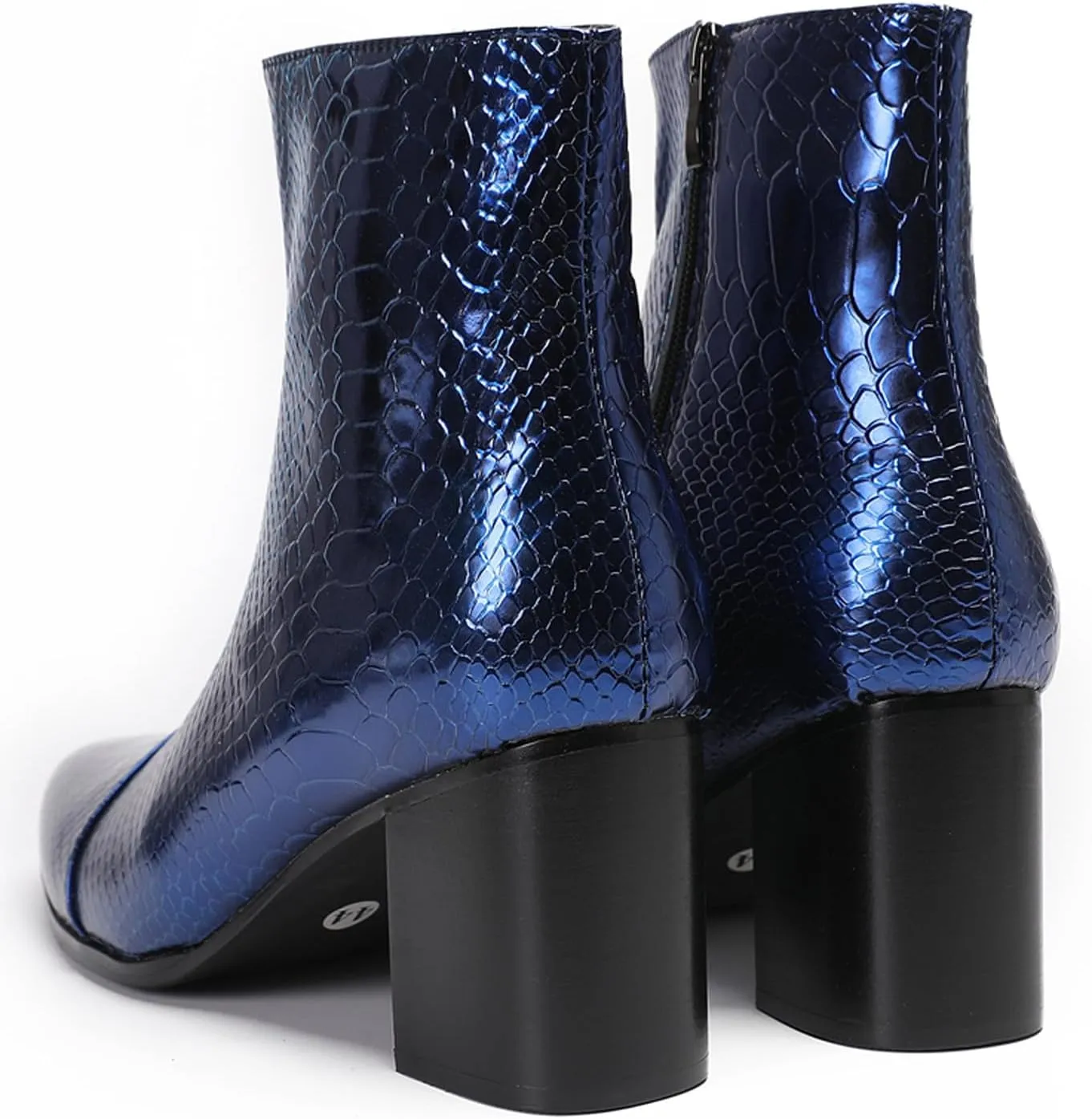 Santimon Mens Boots Casual Patent Leather Chelsea Dress Boots Zipper on Side Mid Calf Boots for Men