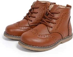 Sawimlgy Toddler Boys Girls Classic Hiking Boots PU Leather Outdoor Four Seasons Ankle Sneaker High Top Durable Rubber Sole Casual Shoes