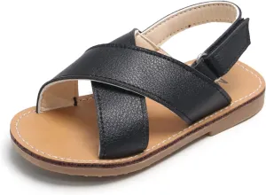 SEAUR Girls Sandals Kids Sandals Toddler Baby PU Leather Sandals Shoes Little Boys Flat Sandals Summer Outdoor