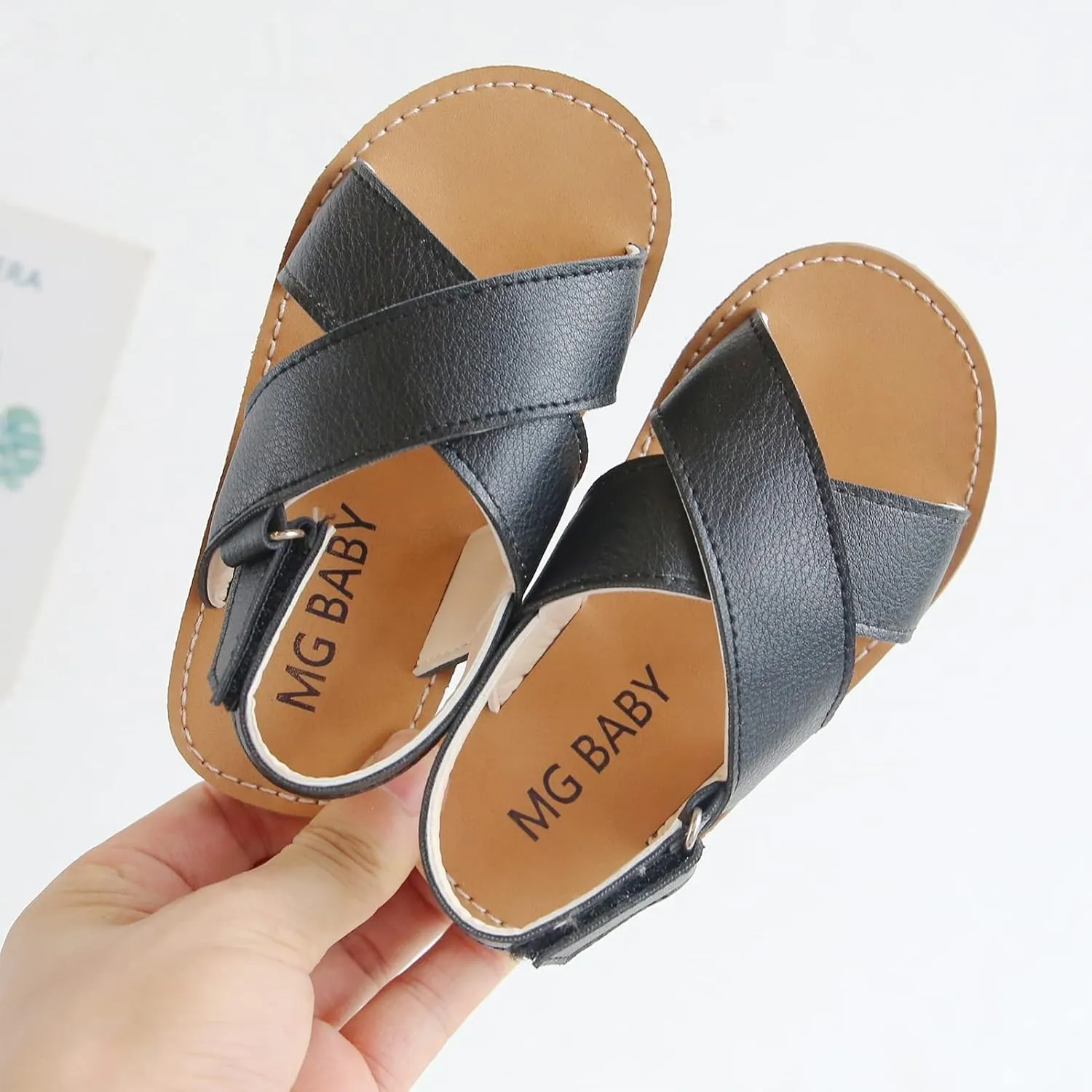 SEAUR Girls Sandals Kids Sandals Toddler Baby PU Leather Sandals Shoes Little Boys Flat Sandals Summer Outdoor