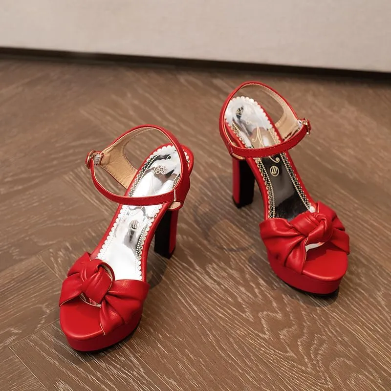 SEIFIN Platform Heels for Women Platform Sandals Bow Block Chunky High Heeled Block Open Toe Ankle Strap Sexy High Heels Wedge Sandals Evening Wedding Summer Pump Sandals Shoes