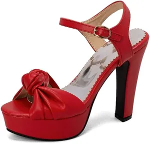SEIFIN Platform Heels for Women Platform Sandals Bow Block Chunky High Heeled Block Open Toe Ankle Strap Sexy High Heels Wedge Sandals Evening Wedding Summer Pump Sandals Shoes