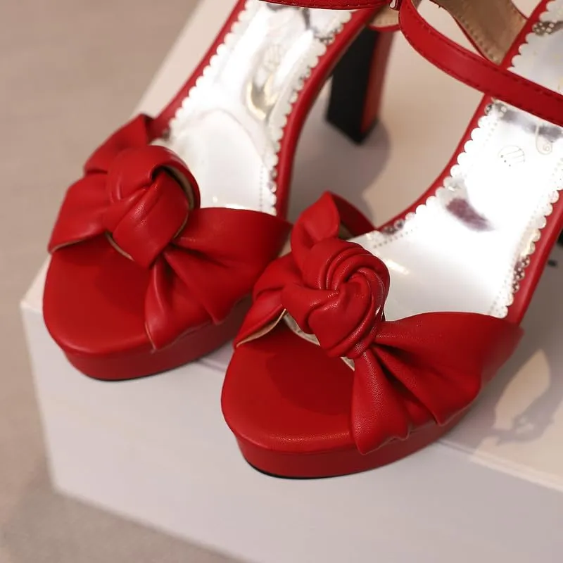 SEIFIN Platform Heels for Women Platform Sandals Bow Block Chunky High Heeled Block Open Toe Ankle Strap Sexy High Heels Wedge Sandals Evening Wedding Summer Pump Sandals Shoes