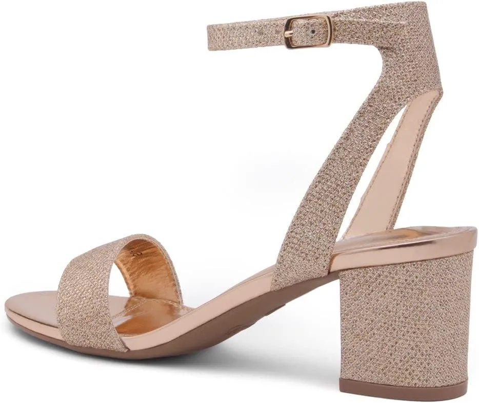 Shoe Land Women's Low Heels – 2.75 Inch Chunky Block Heeled Sandals | Clear Sandals, Open Toe Dressy Short Heels with Ankle Strap for Wedding, Prom & Party