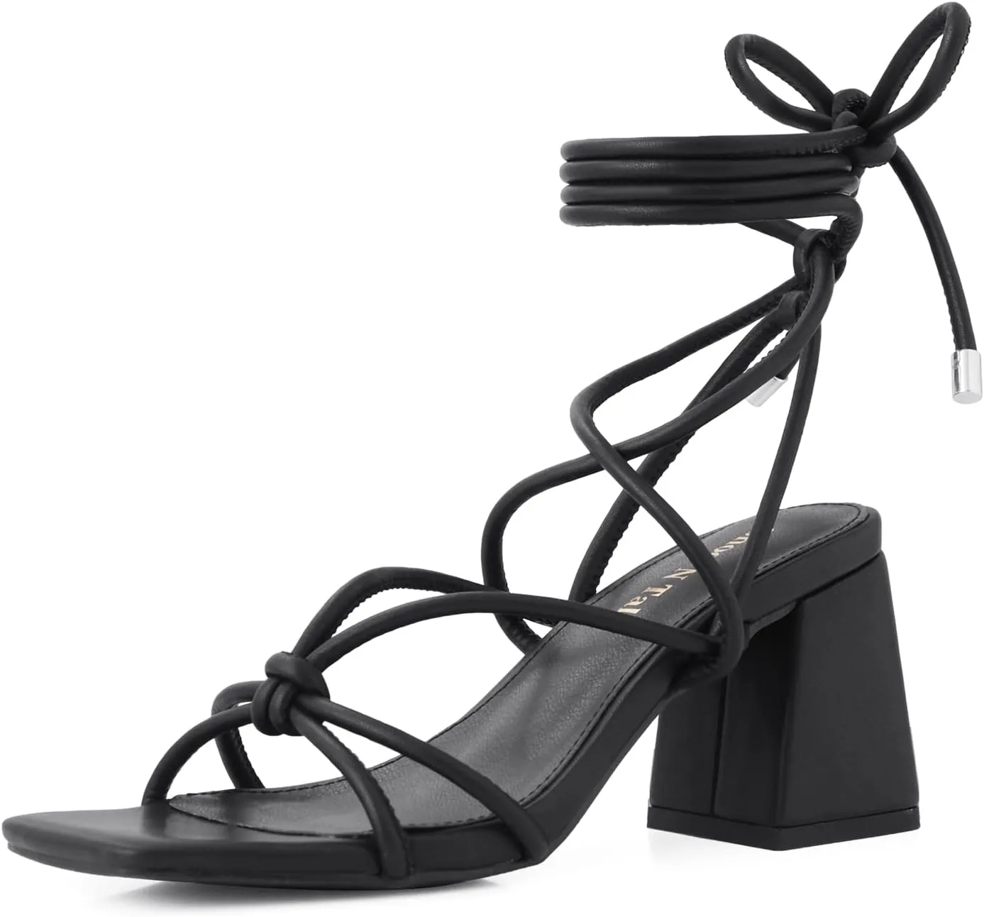 Shoe'N Tale Lace Up Heels for Women Ankle Strappy Gladiator High Heeled Sandals Chunky Block Heel Square Open Toe Criss Cross Dress Shoes