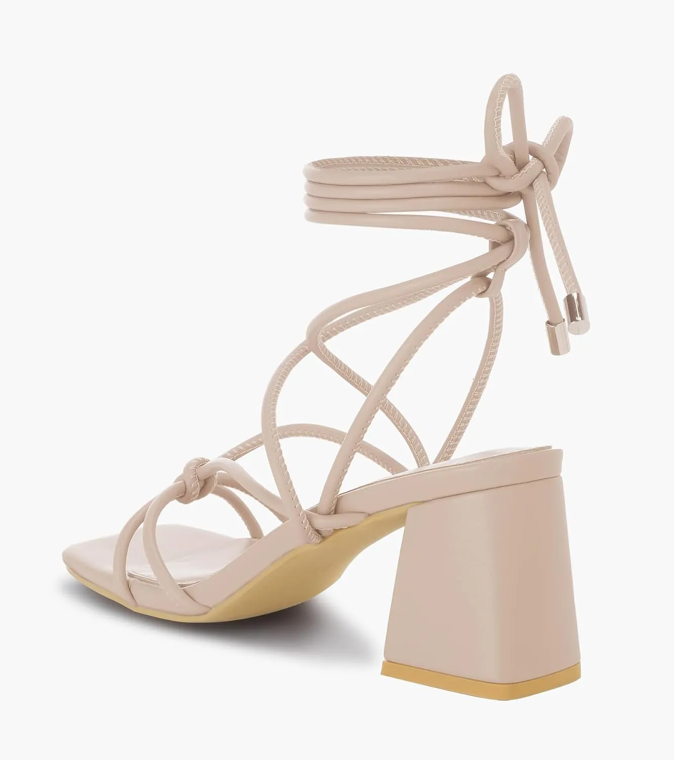 Shoe'N Tale Lace Up Heels for Women Ankle Strappy Gladiator High Heeled Sandals Chunky Block Heel Square Open Toe Criss Cross Dress Shoes