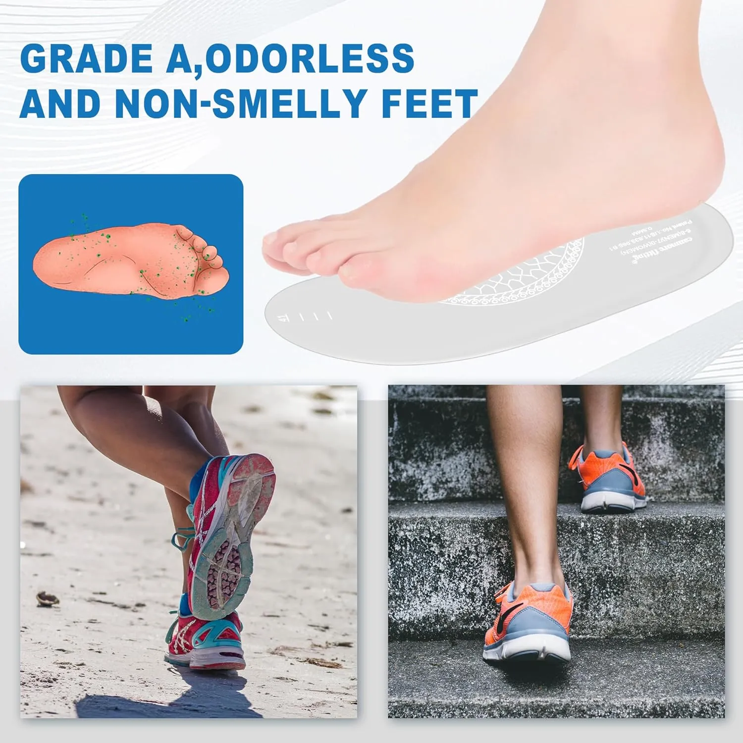 Silicone Self-Adhesive Insoles Sticker for Sneakers 0.5MM Relieve Plantar Fasciitis Keep Shoes Dry Comfortable,Anti Odor,Resistant(Size:M:4.5-10/W:9-12/<44/<28CM/Transparent-1pair)