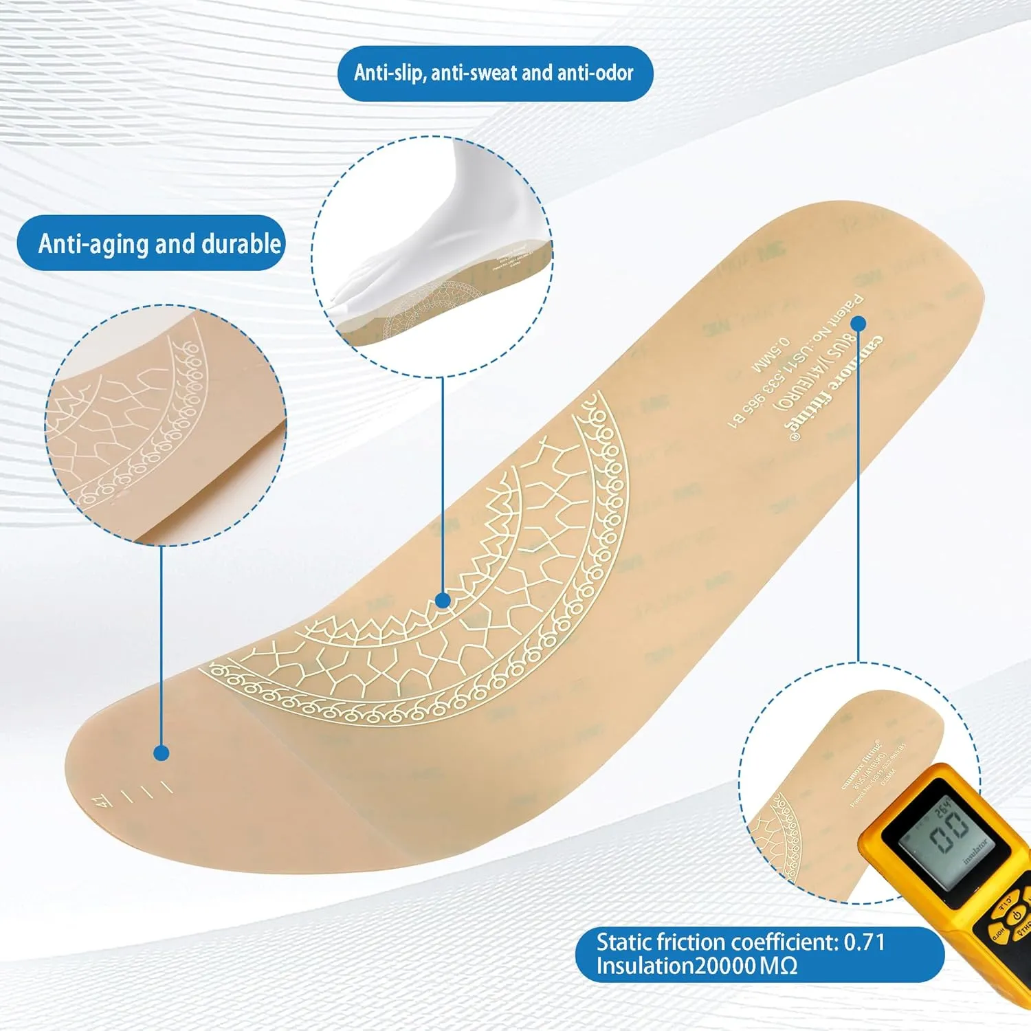 Silicone Self-Adhesive Insoles Sticker for Sneakers 0.5MM Relieve Plantar Fasciitis Keep Shoes Dry Comfortable,Anti Odor,Resistant(Size:M:4.5-10/W:9-12/<44/<28CM/Transparent-1pair)