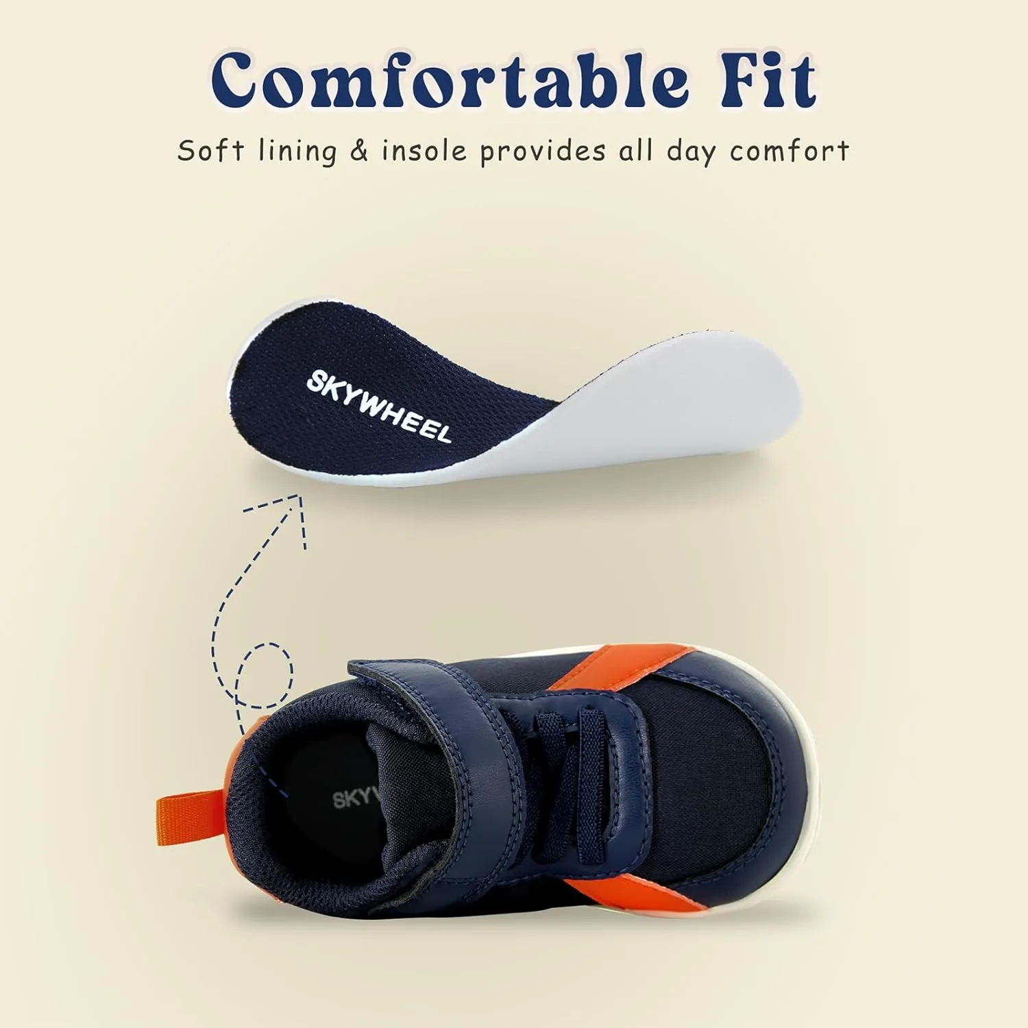 SKYWHEEL Toddler Wide Toe Box Barefoot Shoes Boys Sneakers Kids Tennis Shoes Comfort Lightweight Zero Drop Walking Shoe for Indoor/Outdoor Play
