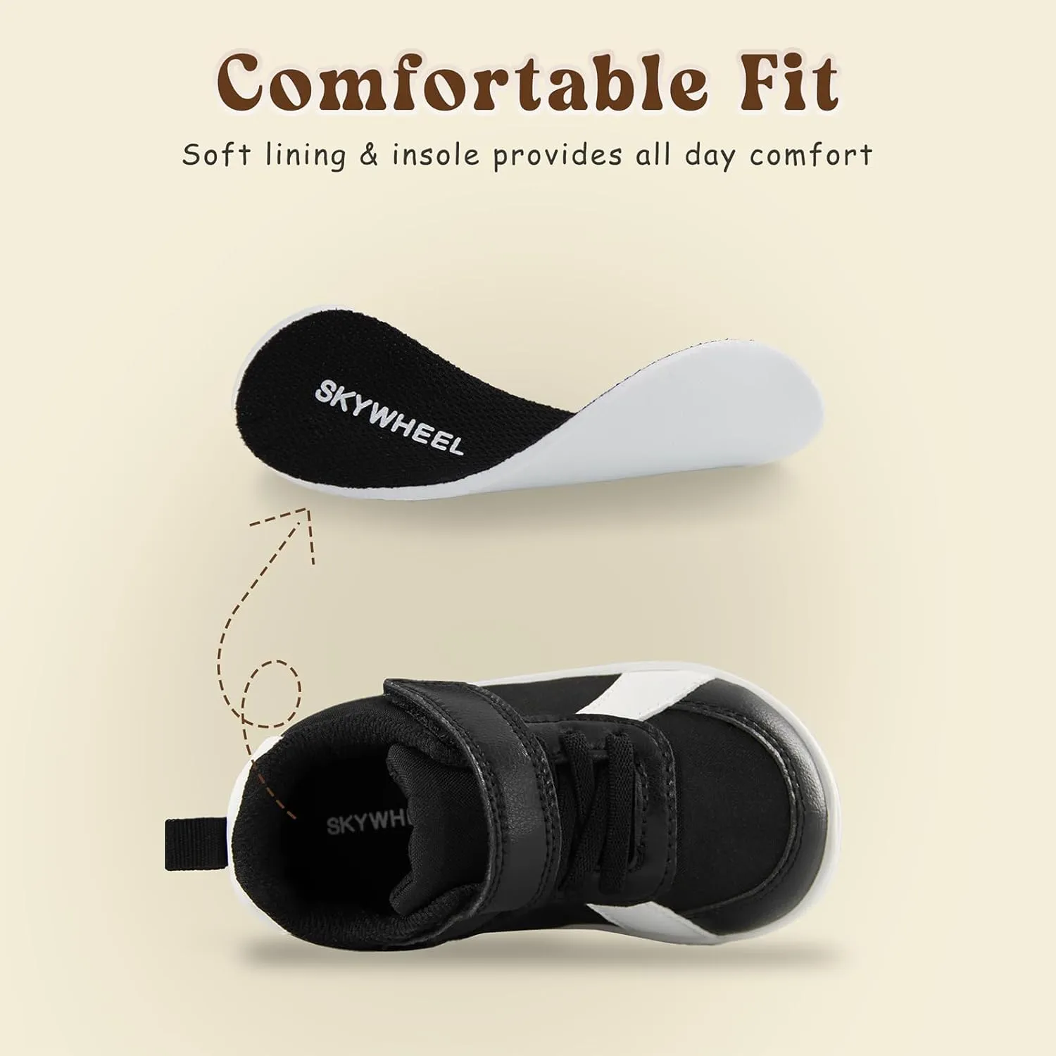 SKYWHEEL Toddler Wide Toe Box Barefoot Shoes Boys Sneakers Kids Tennis Shoes Comfort Lightweight Zero Drop Walking Shoe for Indoor/Outdoor Play