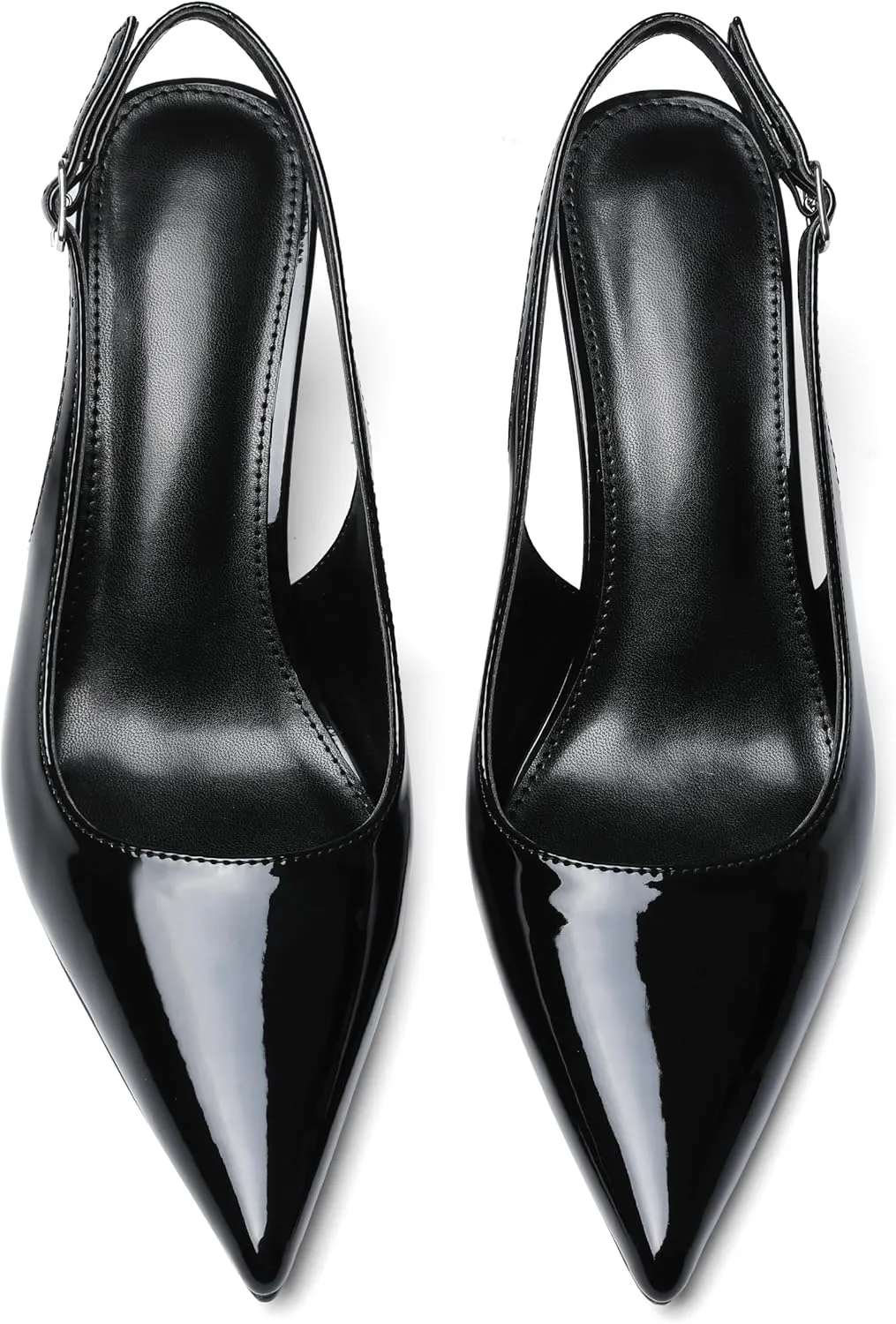 Slingback Heels for Women Closed Pointed Toe Kitten Stiletto Heels with Buckle Comfortable Womens Pumps Casual Dress Shoes