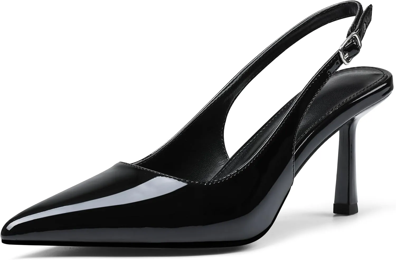 Slingback Heels for Women Closed Pointed Toe Kitten Stiletto Heels with Buckle Comfortable Womens Pumps Casual Dress Shoes