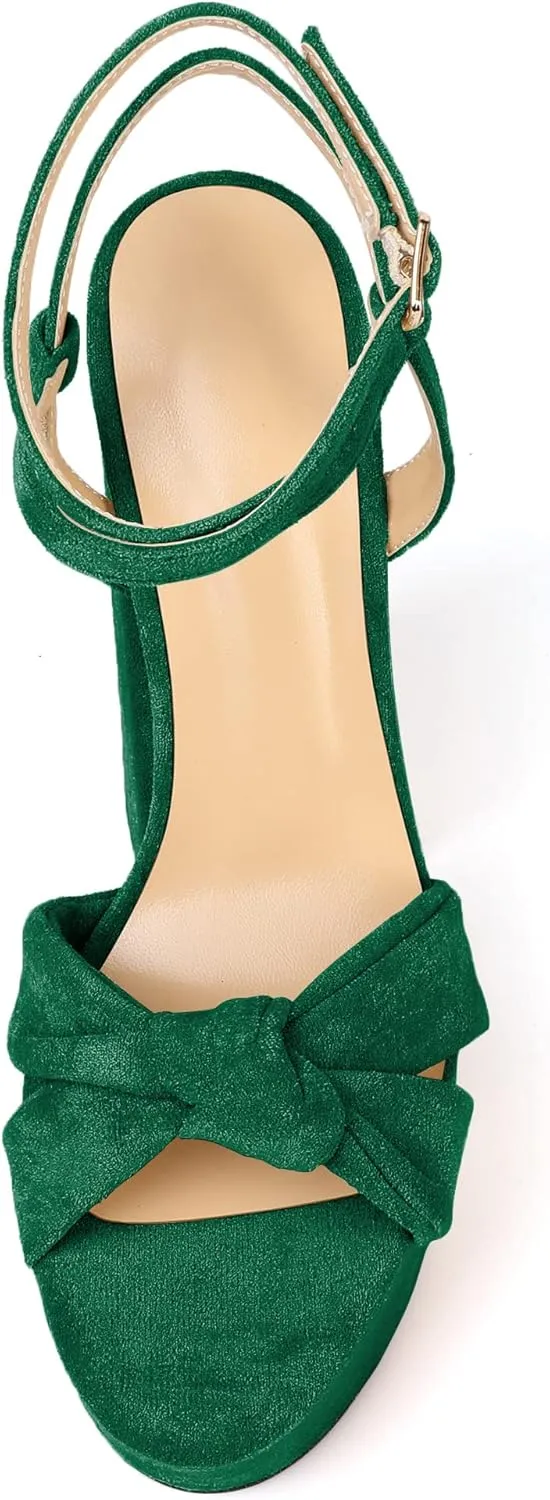Soireelady Women's Platform Sandals Chunky High Heels Open Toe Crisscross Strap Heeled Sandals Dressy Heels for Party Evening and Nightclub