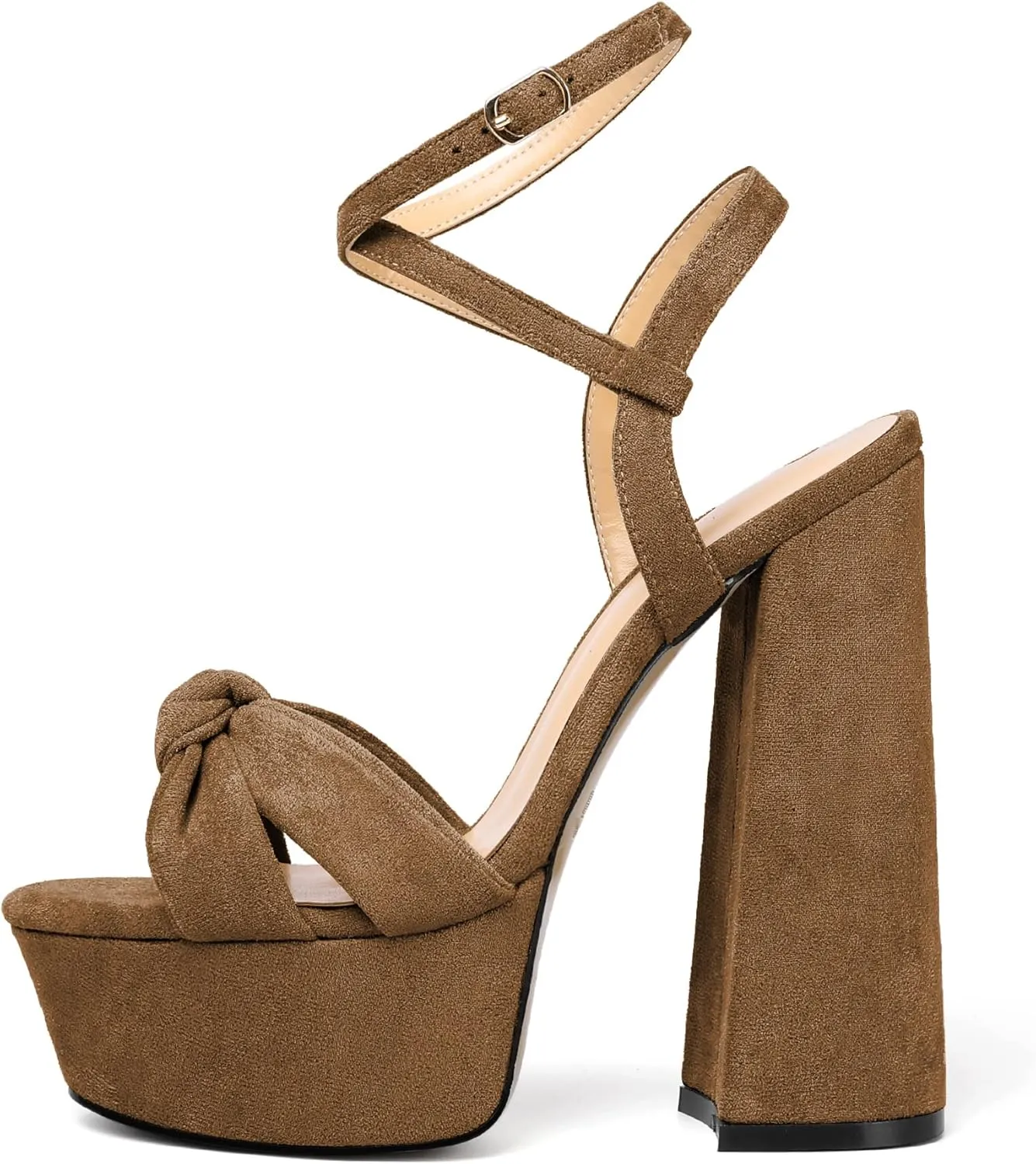 Soireelady Women's Platform Sandals Chunky High Heels Open Toe Crisscross Strap Heeled Sandals Dressy Heels for Party Evening and Nightclub