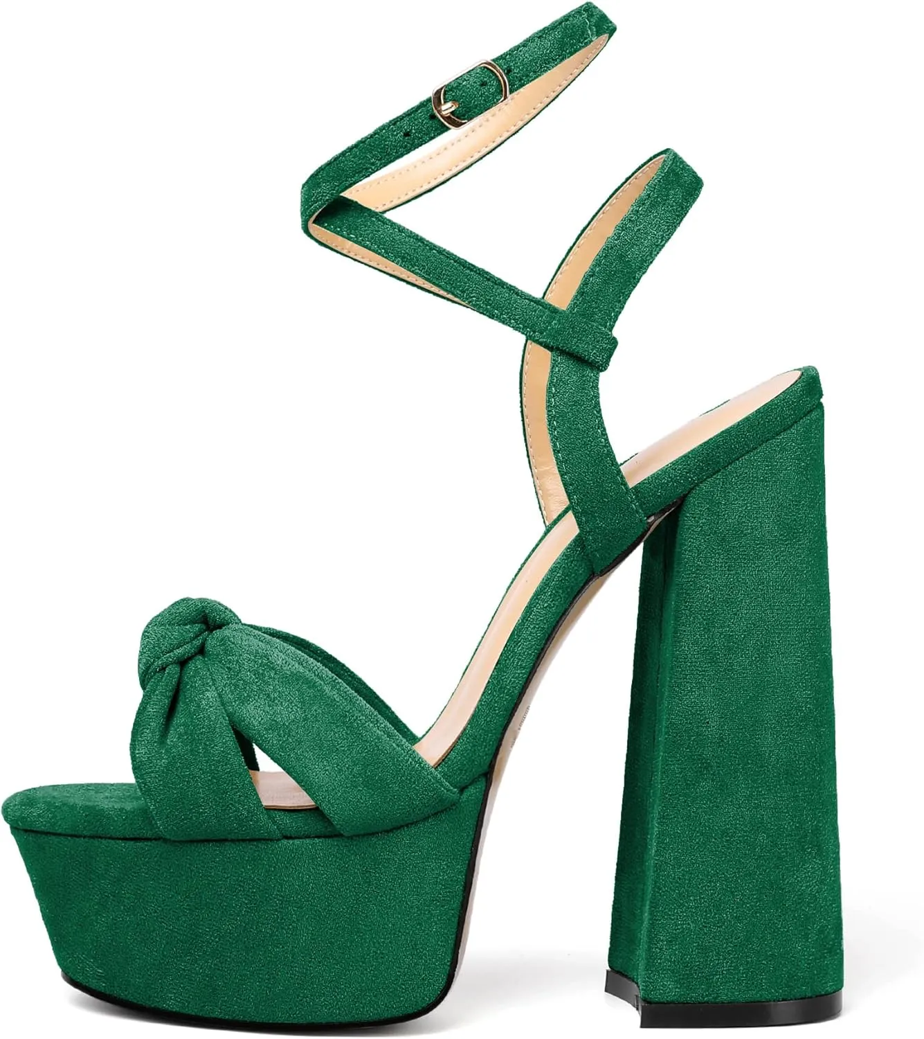 Soireelady Women's Platform Sandals Chunky High Heels Open Toe Crisscross Strap Heeled Sandals Dressy Heels for Party Evening and Nightclub