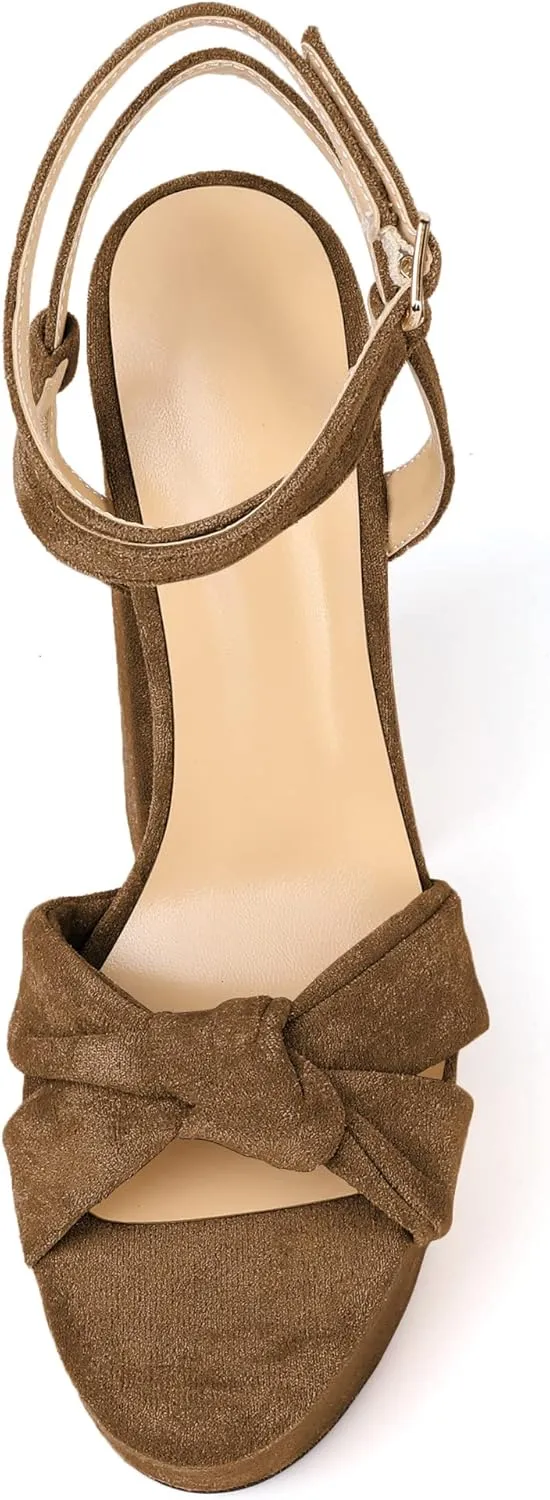 Soireelady Women's Platform Sandals Chunky High Heels Open Toe Crisscross Strap Heeled Sandals Dressy Heels for Party Evening and Nightclub