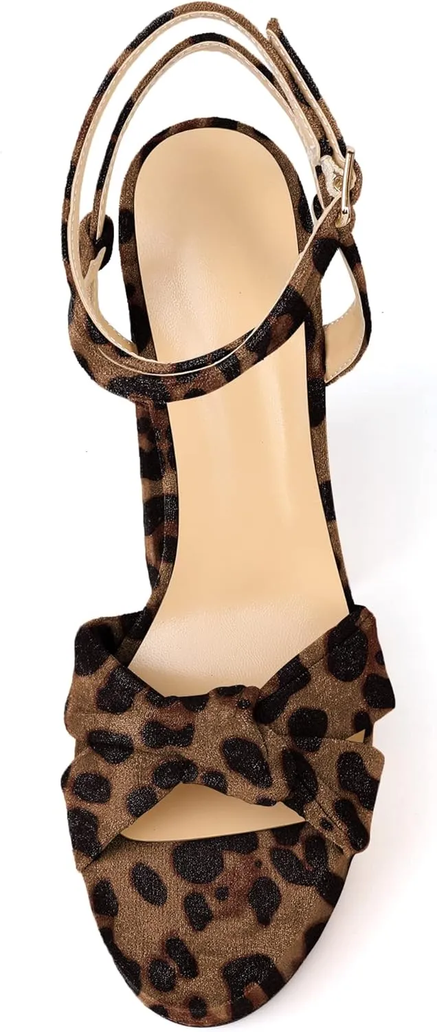 Soireelady Women's Platform Sandals Chunky High Heels Open Toe Crisscross Strap Heeled Sandals Dressy Heels for Party Evening and Nightclub
