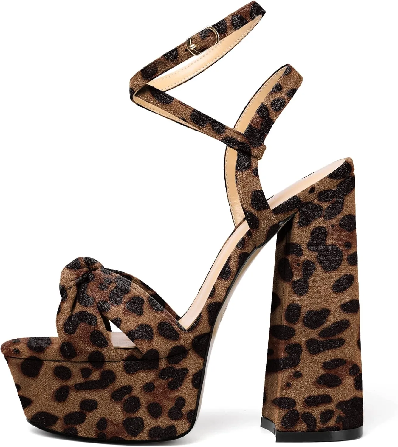Soireelady Women's Platform Sandals Chunky High Heels Open Toe Crisscross Strap Heeled Sandals Dressy Heels for Party Evening and Nightclub