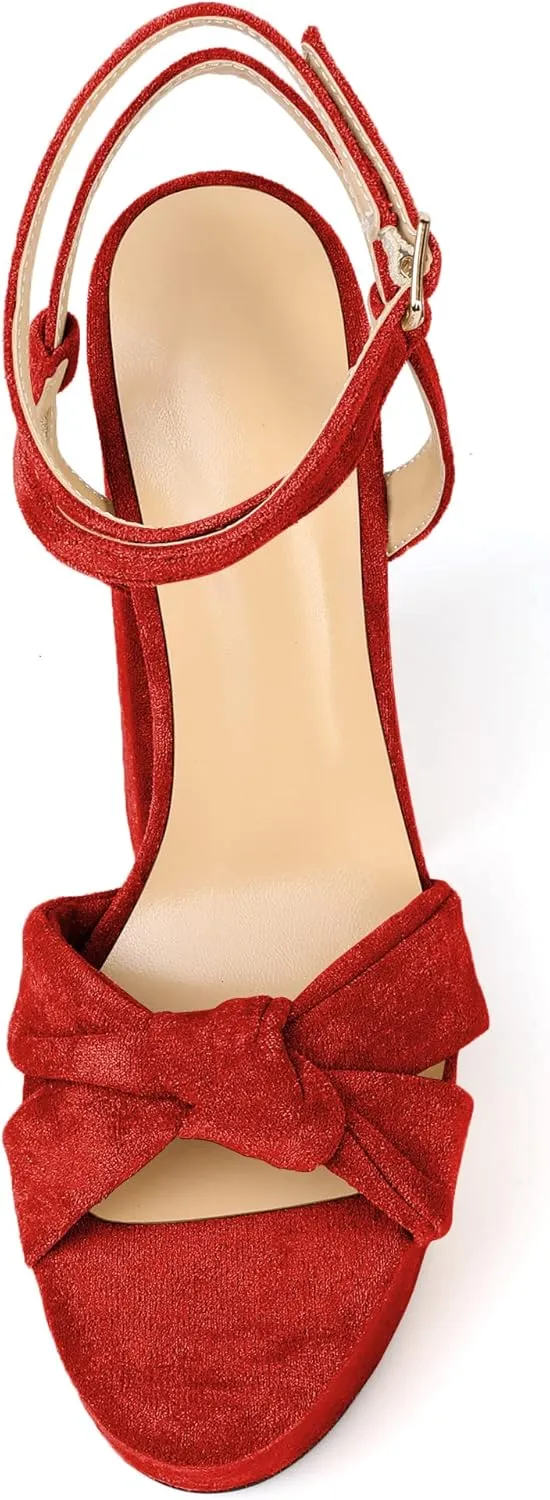 Soireelady Women's Platform Sandals Chunky High Heels Open Toe Crisscross Strap Heeled Sandals Dressy Heels for Party Evening and Nightclub