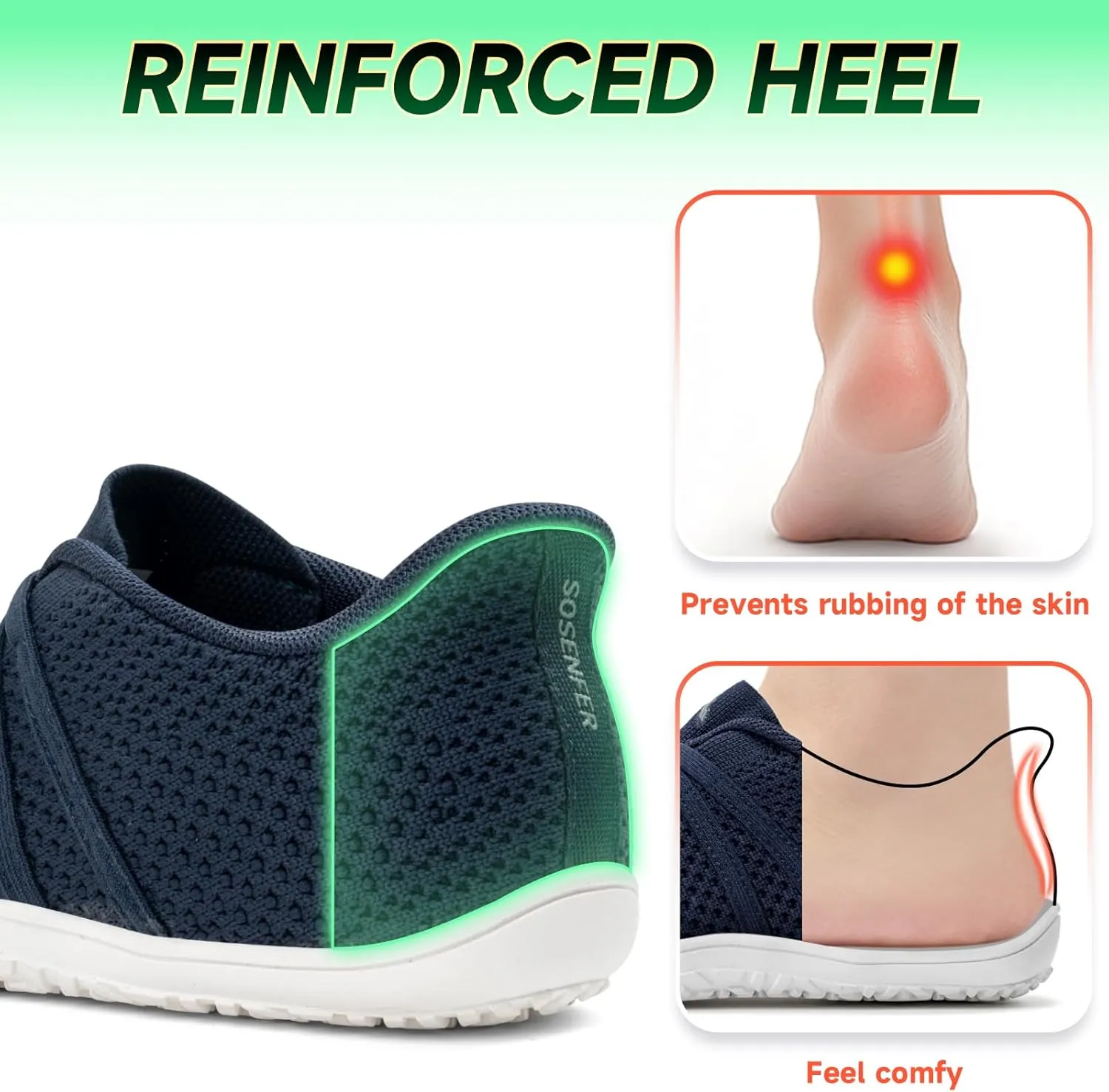 Sosenfer Women's Wide Toe Box Minimalist Barefoot Shoes Hands Free Slip On Sneakers Knit Zero Drop Sole Walking Shoes