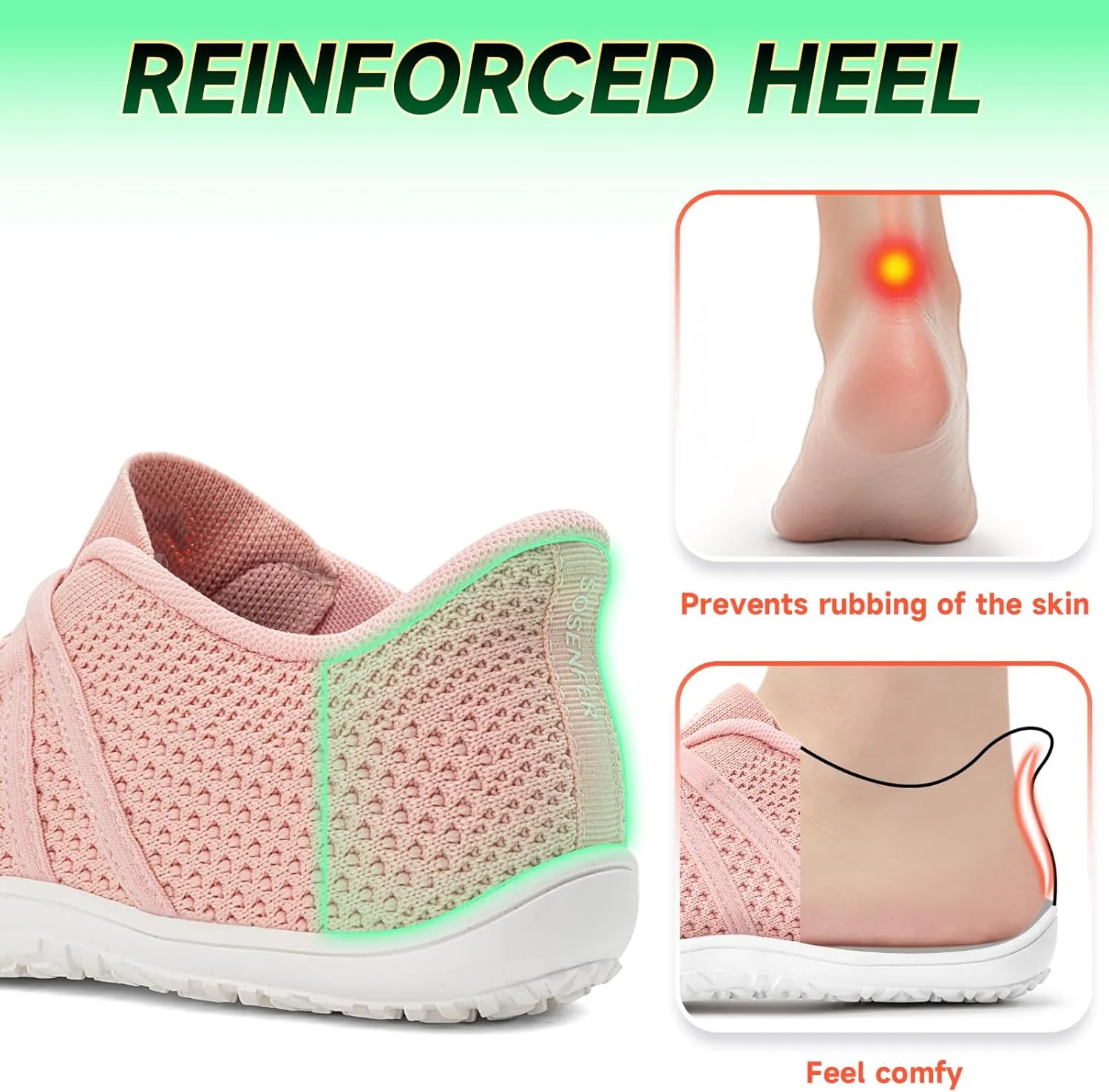 Sosenfer Women's Wide Toe Box Minimalist Barefoot Shoes Hands Free Slip On Sneakers Knit Zero Drop Sole Walking Shoes
