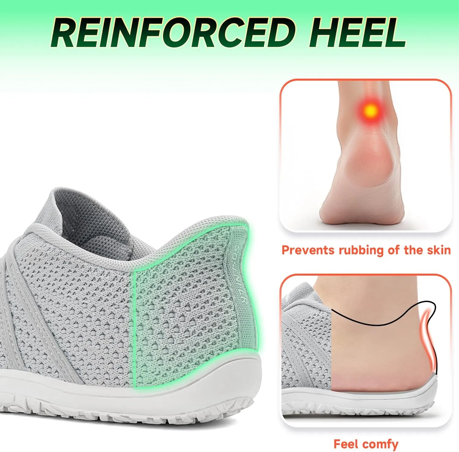 Sosenfer Women's Wide Toe Box Minimalist Barefoot Shoes Hands Free Slip On Sneakers Knit Zero Drop Sole Walking Shoes