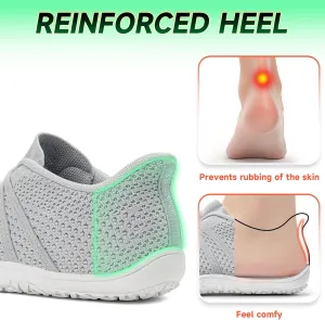 Sosenfer Women's Wide Toe Box Minimalist Barefoot Shoes Hands Free Slip On Sneakers Knit Zero Drop Sole Walking Shoes