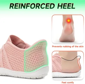 Sosenfer Women's Wide Toe Box Minimalist Barefoot Shoes Hands Free Slip On Sneakers Knit Zero Drop Sole Walking Shoes