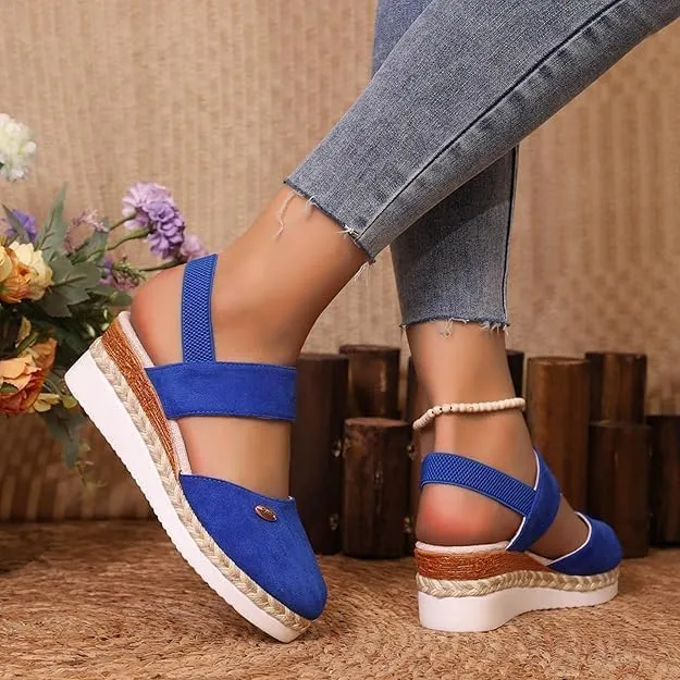 Spring Shoes for Women 2025, Closed Toe Platform Wedge Espadrilles Wedges for Women Dressy Wedges Sandals, Comfortable Anti Slip Summer Shoes Heel Casual with Adjustable Buckle Ankle Strap