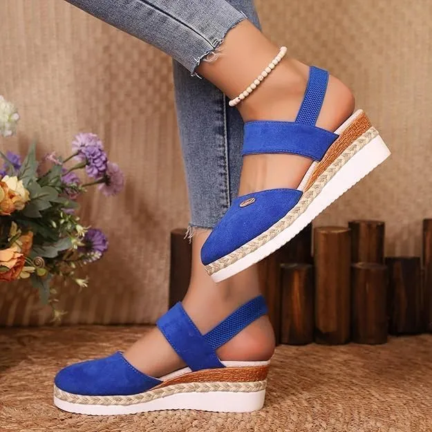 Spring Shoes for Women 2025, Closed Toe Platform Wedge Espadrilles Wedges for Women Dressy Wedges Sandals, Comfortable Anti Slip Summer Shoes Heel Casual with Adjustable Buckle Ankle Strap