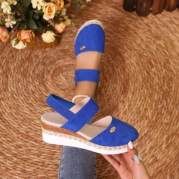 Spring Shoes for Women 2025, Closed Toe Platform Wedge Espadrilles Wedges for Women Dressy Wedges Sandals, Comfortable Anti Slip Summer Shoes Heel Casual with Adjustable Buckle Ankle Strap