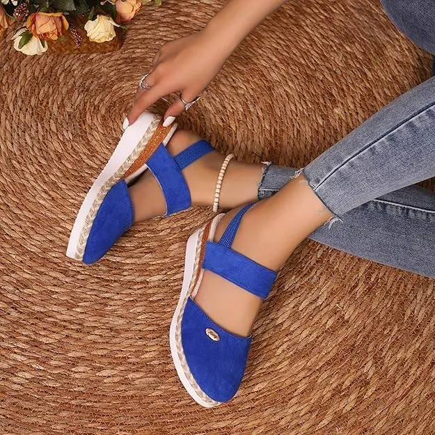Spring Shoes for Women 2025, Closed Toe Platform Wedge Espadrilles Wedges for Women Dressy Wedges Sandals, Comfortable Anti Slip Summer Shoes Heel Casual with Adjustable Buckle Ankle Strap