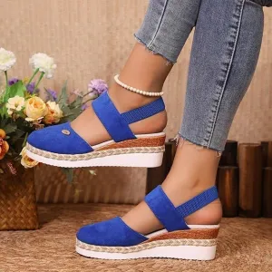 Spring Shoes for Women 2025, Closed Toe Platform Wedge Espadrilles Wedges for Women Dressy Wedges Sandals, Comfortable Anti Slip Summer Shoes Heel Casual with Adjustable Buckle Ankle Strap