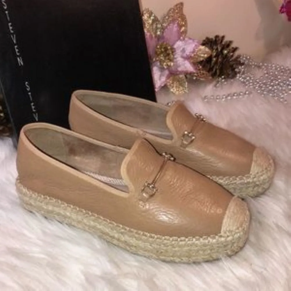 STEVEN NEW YORK Ellaine Natural Leather Platform Espadrile 5.5