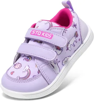 STQ Toddler Wide Toe Box Barefoot Shoes Girls Boys Sneakers Kids Tennis Shoes Lightweight Non-Slip Zero Drop First Walking Shoe Comfort Outdoor Activities School