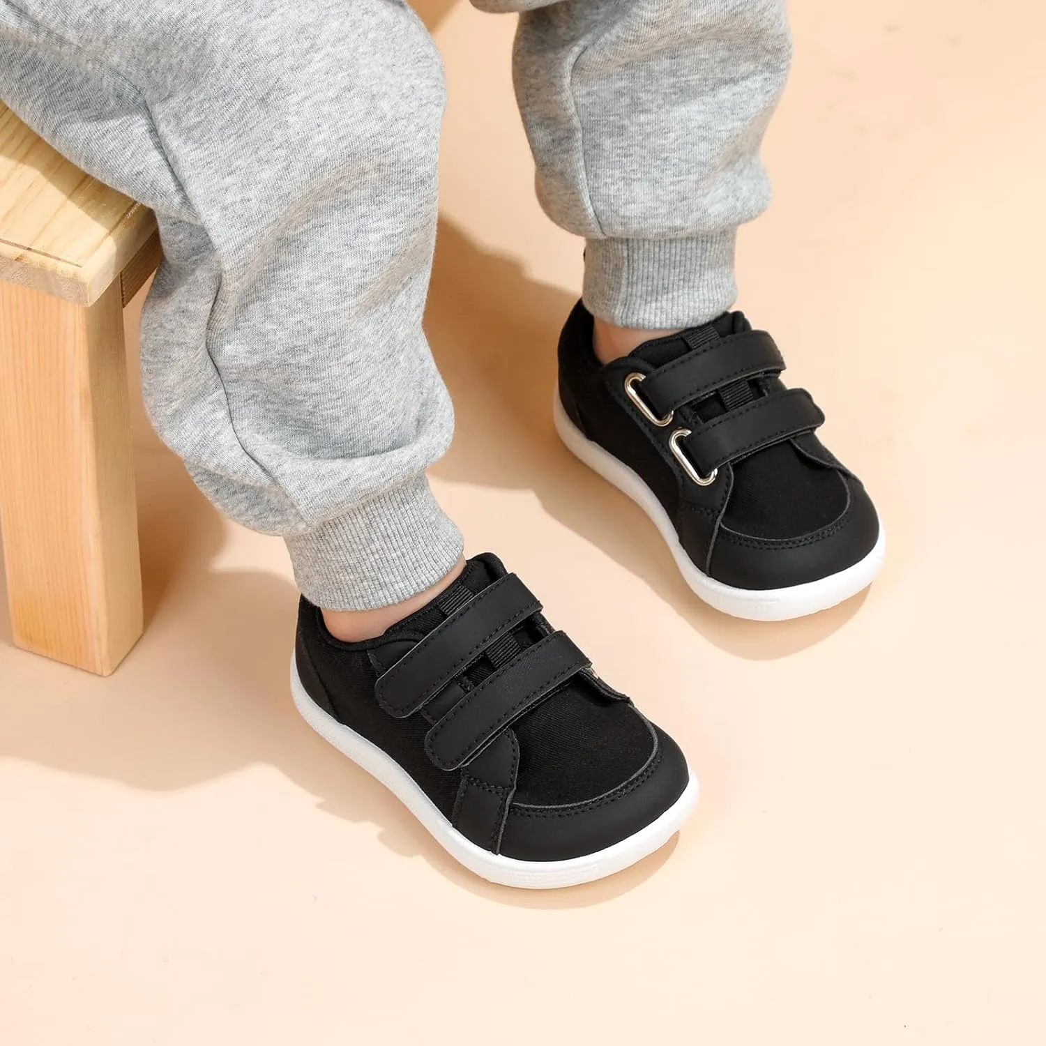 STQ Toddler Wide Toe Box Barefoot Shoes Girls Boys Sneakers Kids Tennis Shoes Lightweight Non-Slip Zero Drop First Walking Shoe Comfort Outdoor Activities School