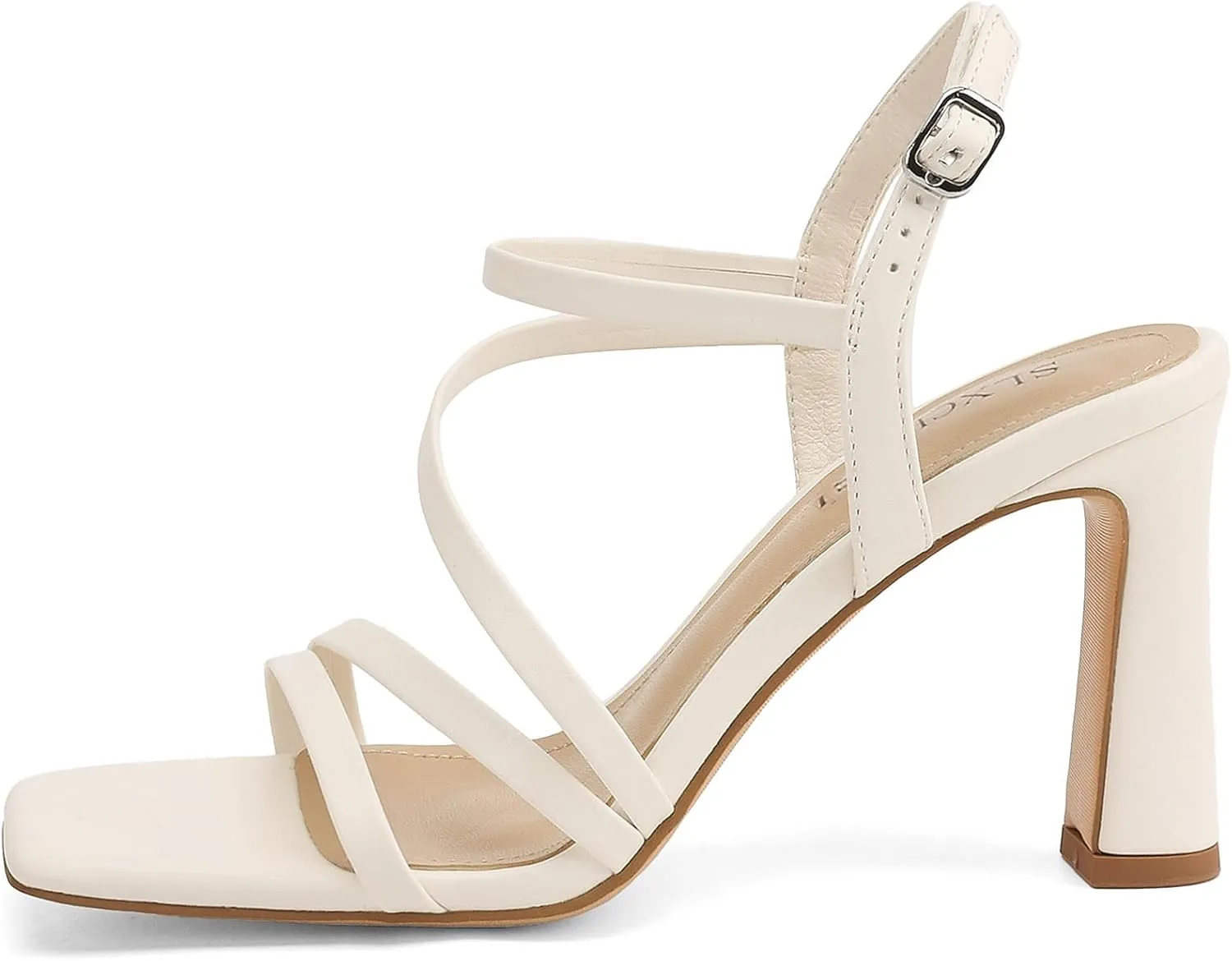 Strappy Heels for Women Dressy Heeled Sandals Square Toe Heels with Ankle Strap Chunky High Heels