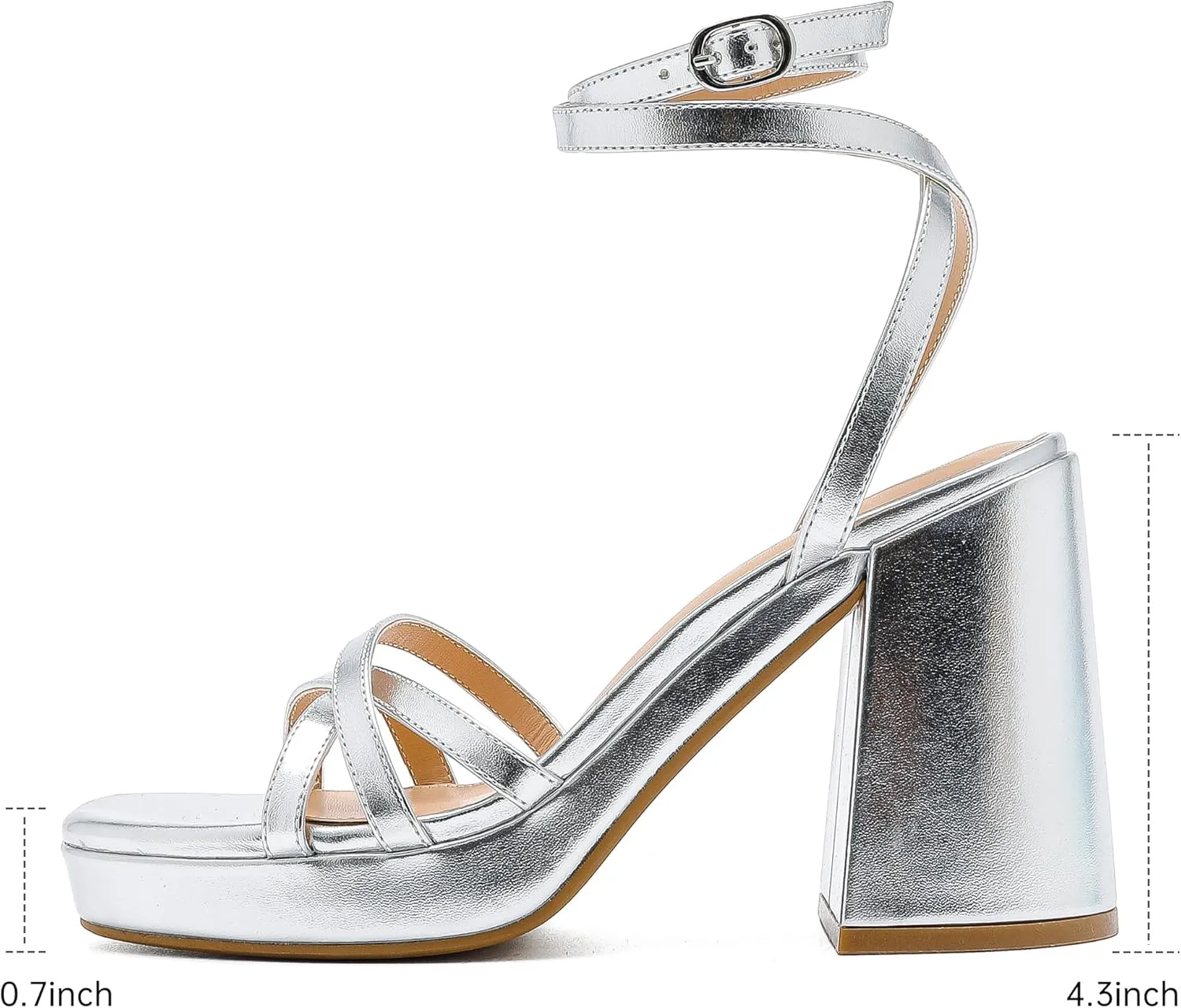 Strappy Platform Heels for Women Heeled Sandals with Lace Up Ankle Strap Square Open Toe Block Heels for Wedding Work Party Prom Dress