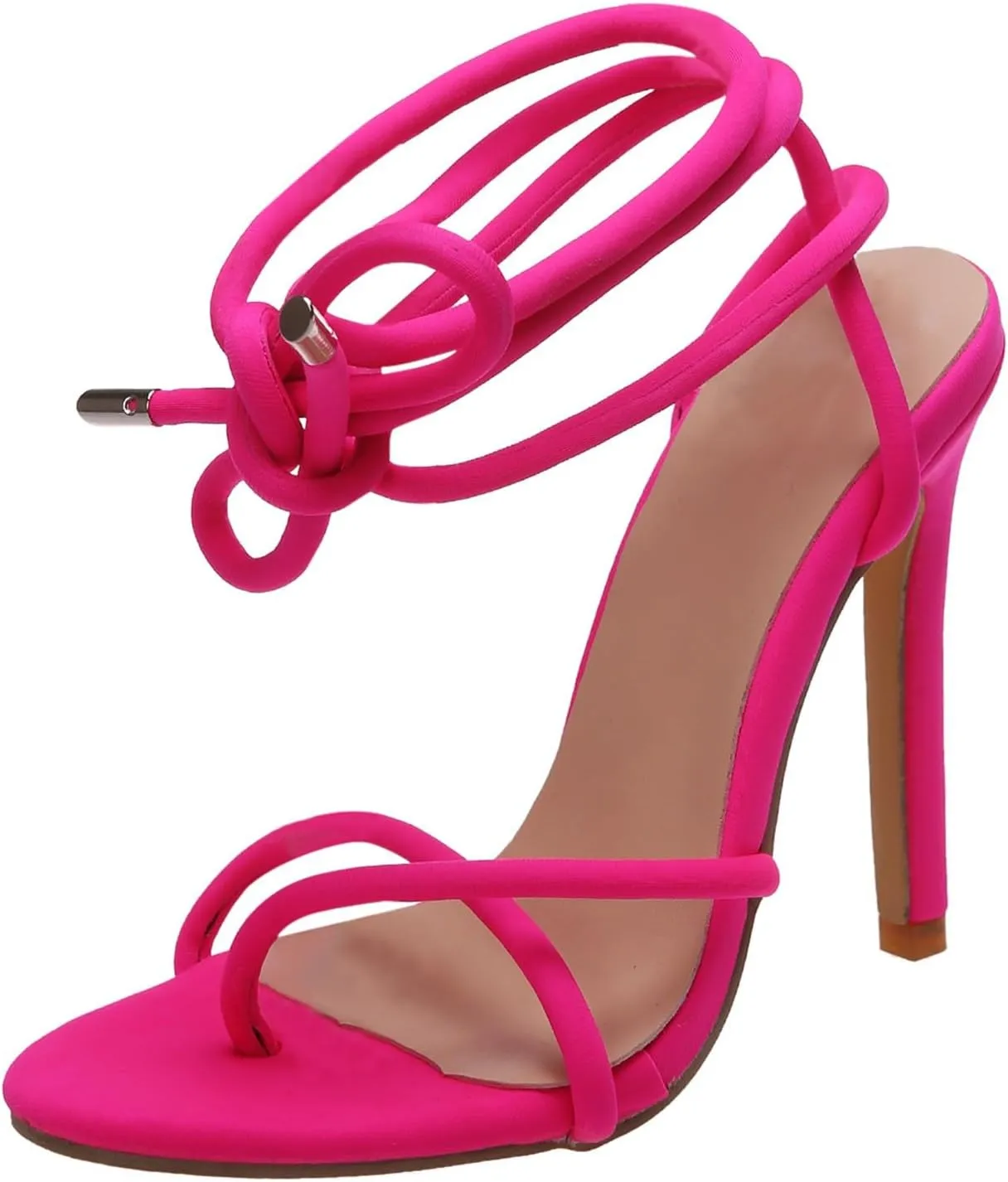 SuanlaTDS Women's High Heels Sandals Strappy Open Split Toe Flip Flops Crisscross Lace Up Stiletto Heel Comfortable Dressy Summer 2025 Daily Wear Prom Wedding Party Vacation Stilettos Heeled Sandal