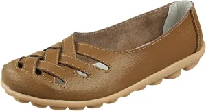 Summer Loafers Flat Sandals for Women Criss Cross Cut Out Slip-On Dressy Shoes Closed Toe Casual Walking Shoes