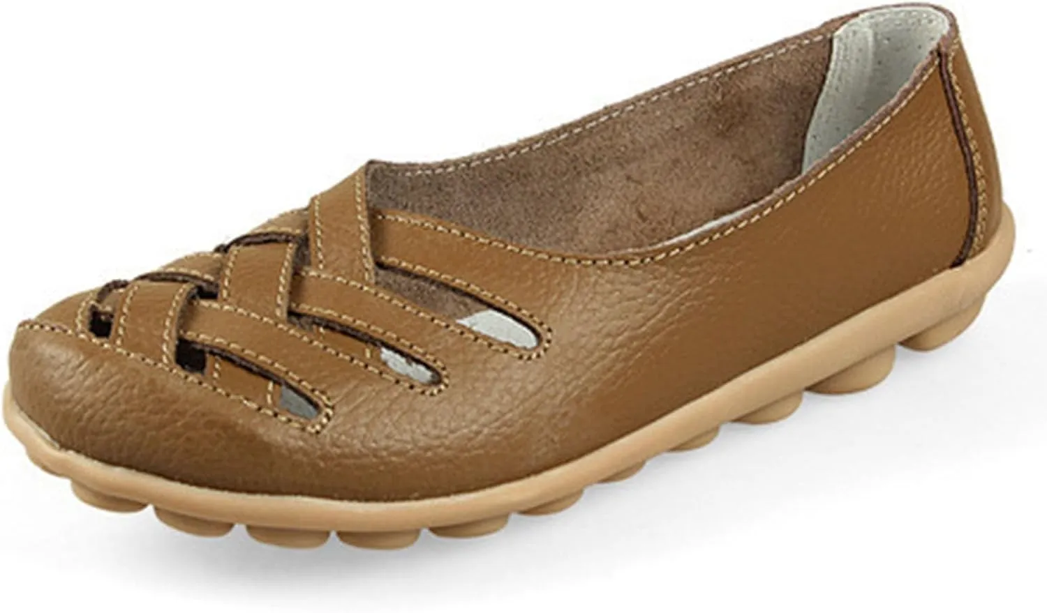 Summer Loafers Flat Sandals for Women Criss Cross Cut Out Slip-On Dressy Shoes Closed Toe Casual Walking Shoes