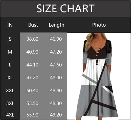 Summer Women's Floral Button-Front V-Neck Elegant Dresses Artistic Vintage Bohemian Style Long Dress with Pockets