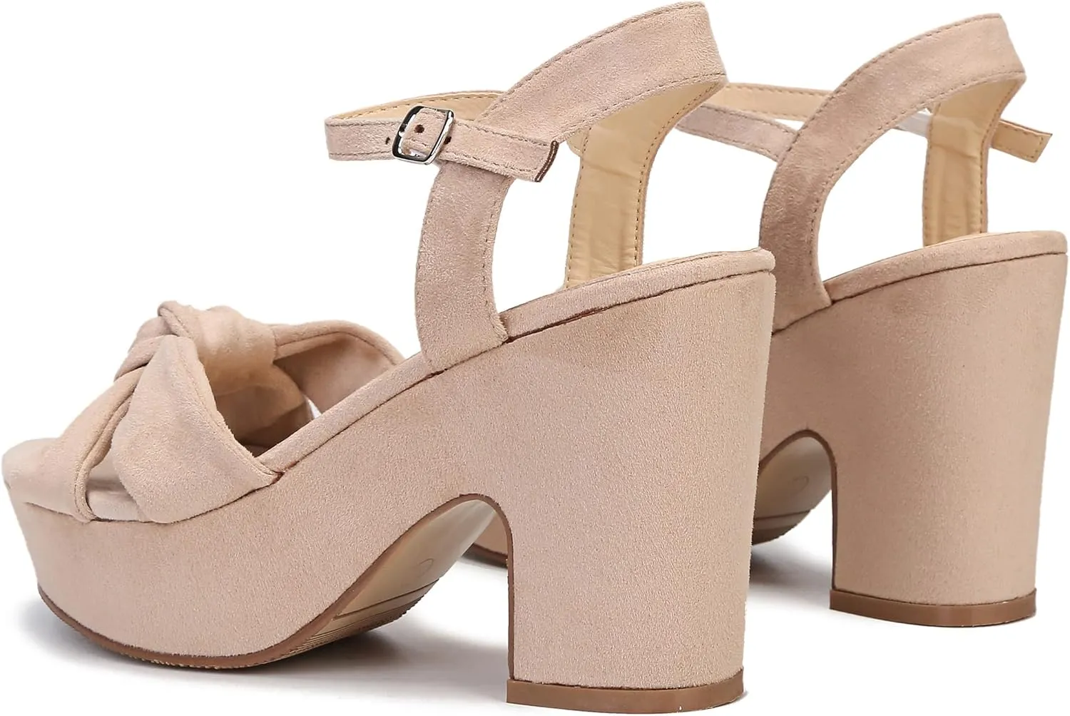 syztsho Women's Platform Heels Ankle Strap Sandals Peep Toe Suede Wedges Sandal Fashion Wedding Sexy Dress Block Chunky High Heel Pumps