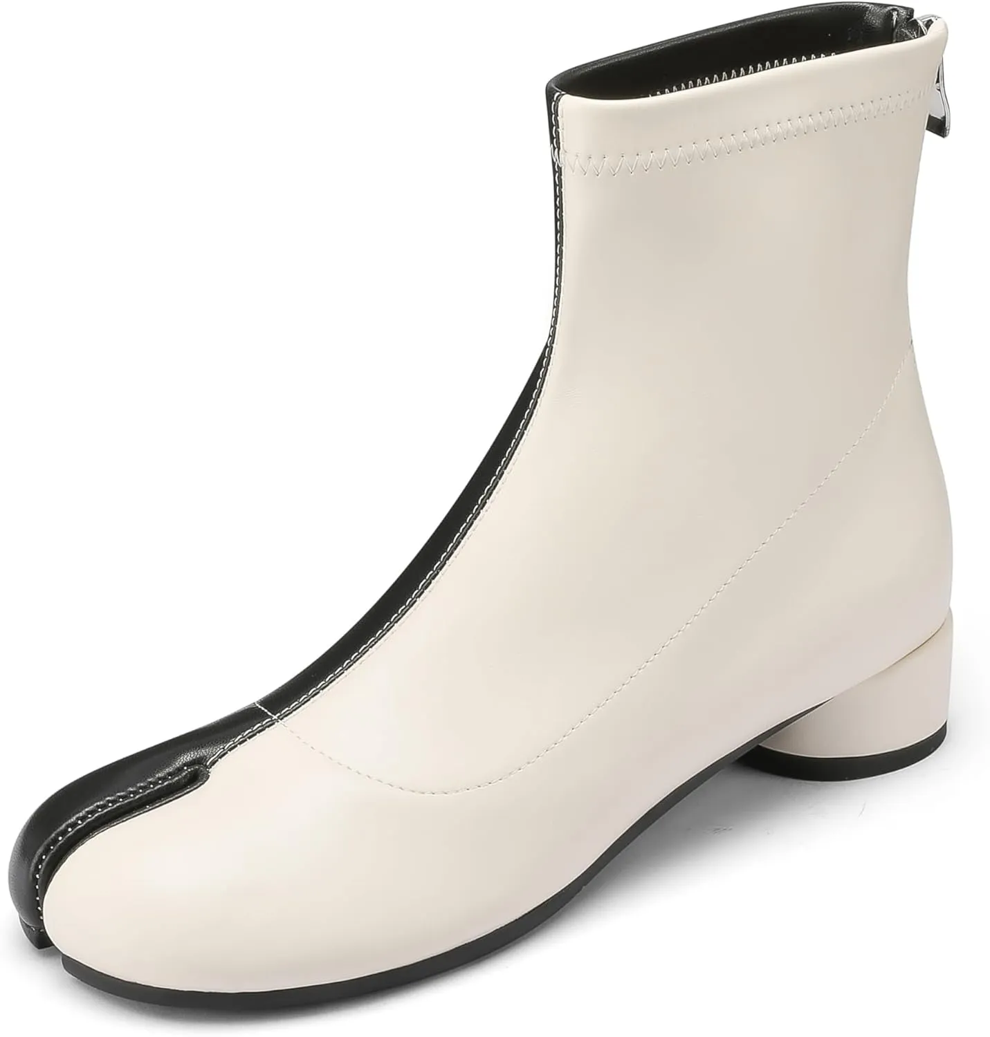 Tabi Boots Split Toe Ankle Boots for Women Japanese Ninja Shoes Low Heel Block Heels Booties Artificial Leather Boots