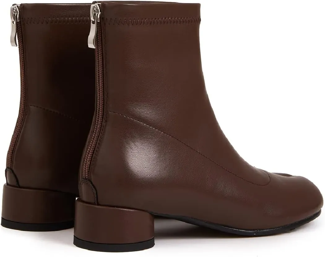 Tabi Boots Split Toe Ankle Boots for Women Japanese Ninja Shoes Low Heel Block Heels Booties Artificial Leather Boots