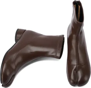 Tabi Boots Split Toe Ankle Boots for Women Japanese Ninja Shoes Low Heel Block Heels Booties Artificial Leather Boots