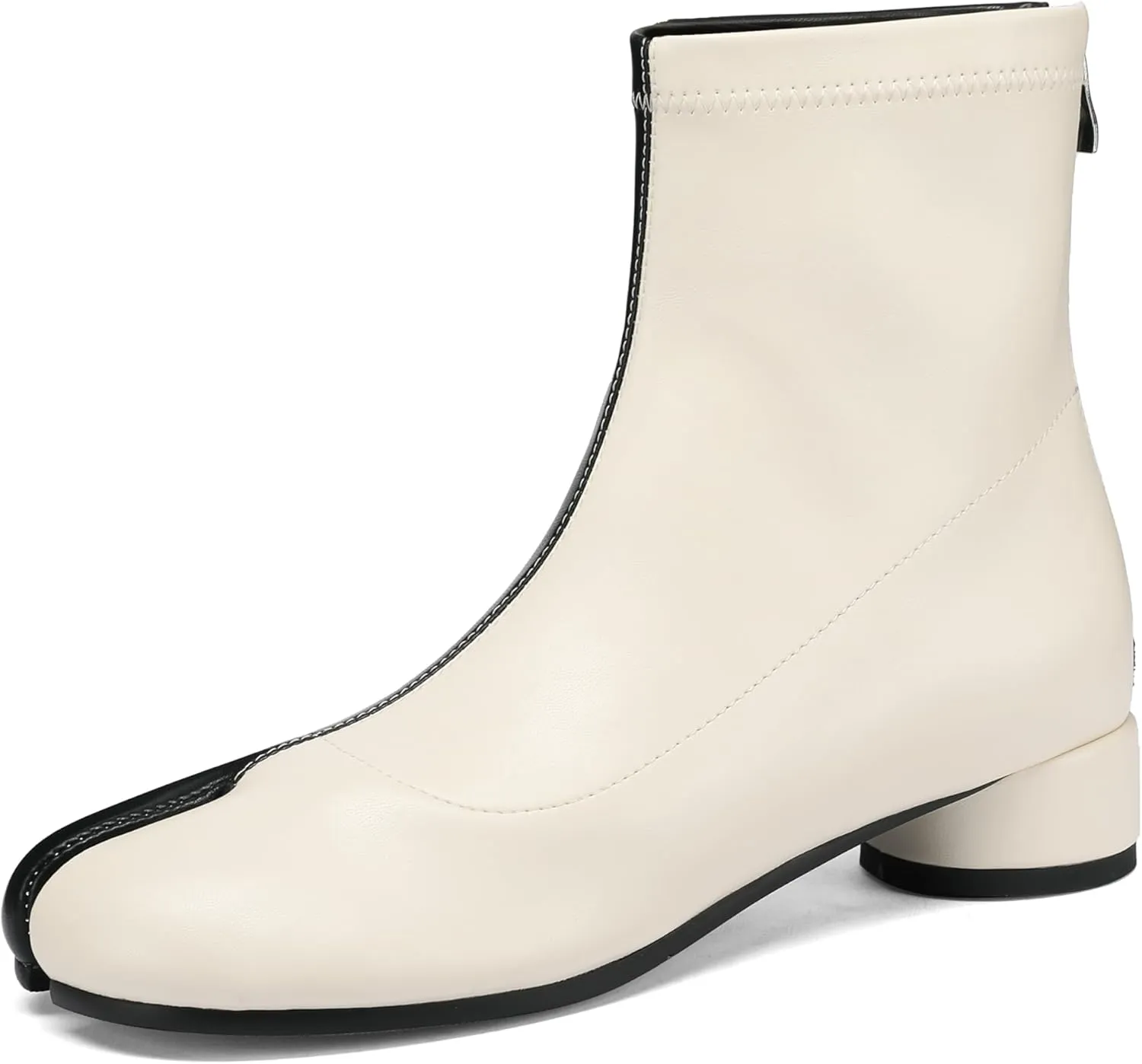 Tabi Boots Split Toe Ankle Boots for Women Japanese Ninja Shoes Low Heel Block Heels Booties Artificial Leather Boots